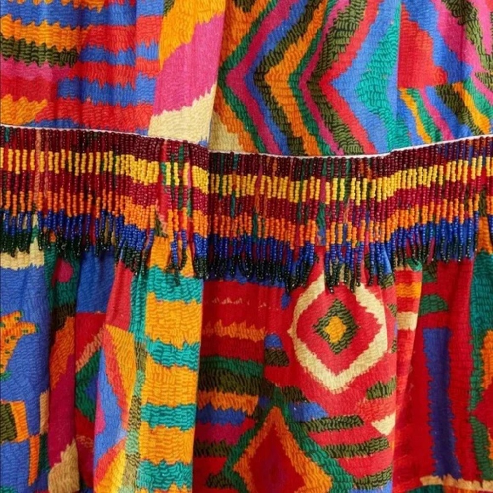 Rare Farm Rio XL summer patches beaded midi skirt - Picture 4 of 13